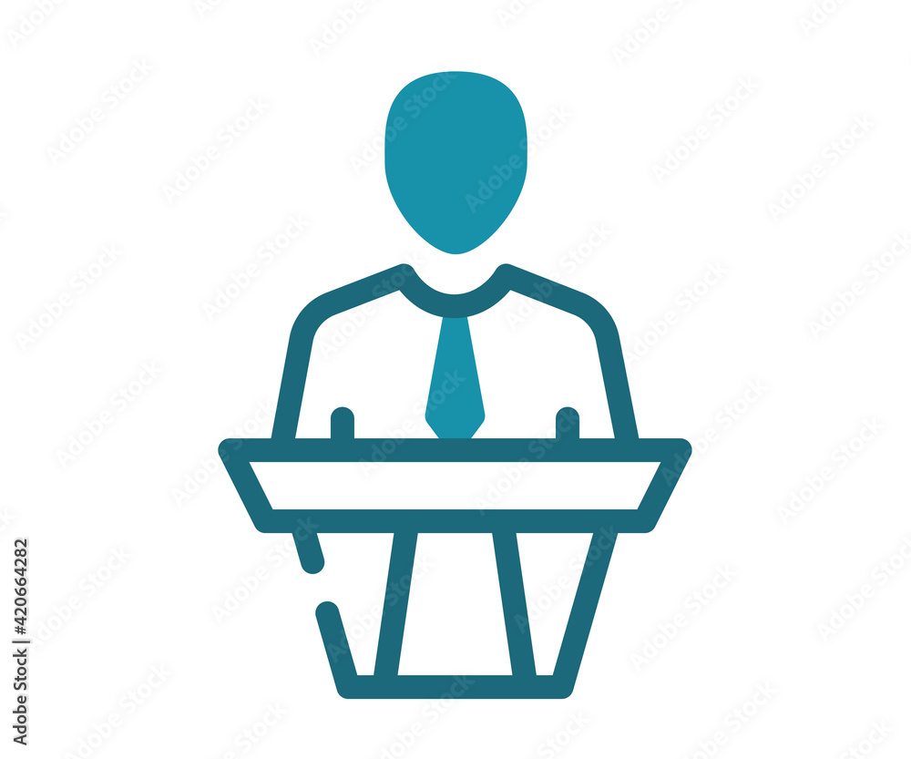 Aufkleber speech podium speaker single isolated icon with solid line and dash style