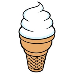 Ice Cream Cone - A vector cartoon illustration of a vanilla Ice Cream Cone.