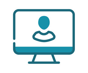 monitor user profile single isolated icon with solid line and dash style