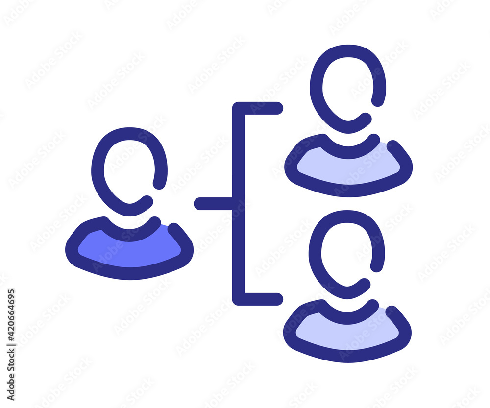Poster leader branch team single isolated icon with dash or dashed line style