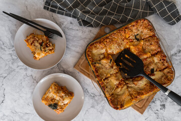 italian kitchen. Lasagna with meat