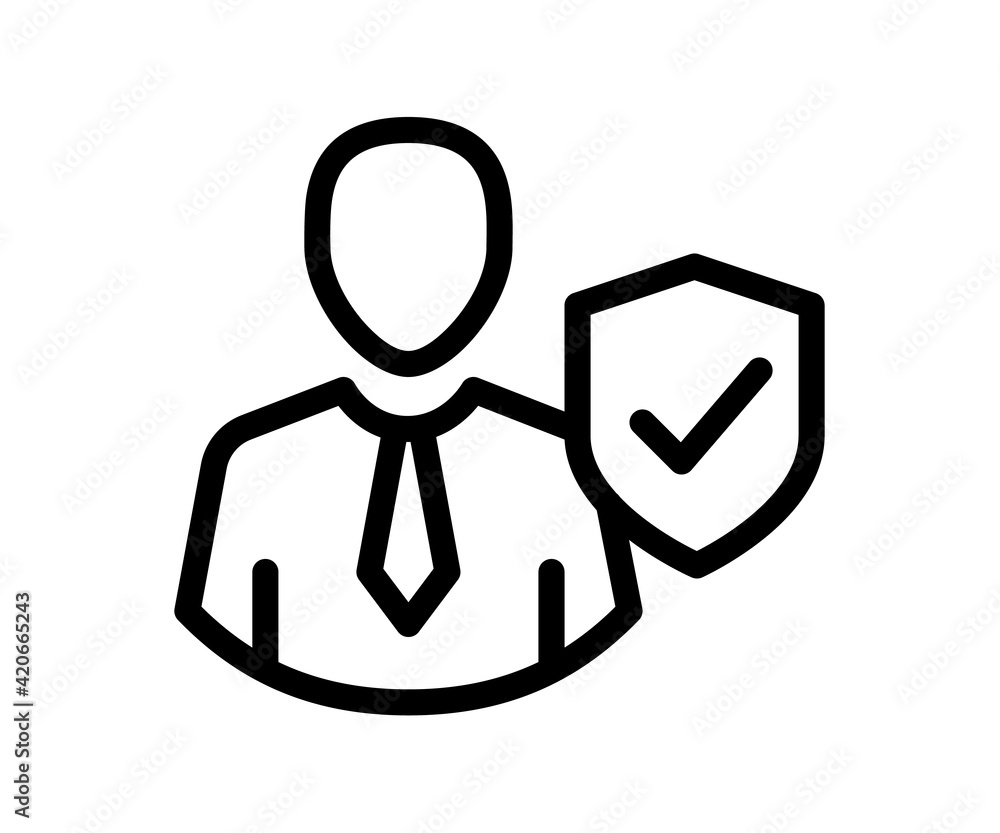 Aufkleber shield secure profile single isolated icon with outline style