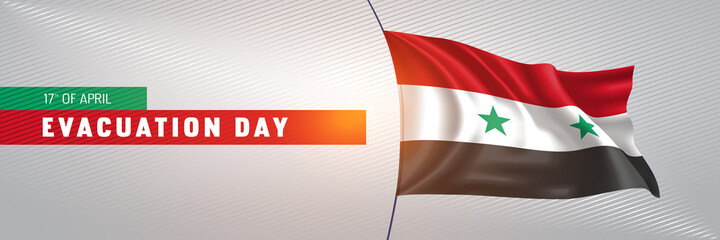 Syria happy evacuation day greeting card, banner vector illustration