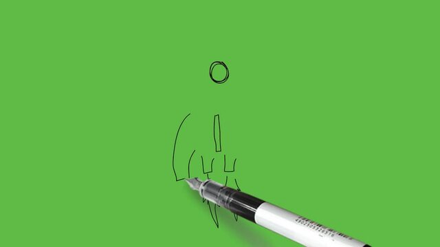 Drawing an space ship with black and blue colour combination on abstract green background
