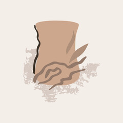 Vase. Modern minimalistic trendy boho style. Poster to print on the wall. Vector image for posters, cards, prints.