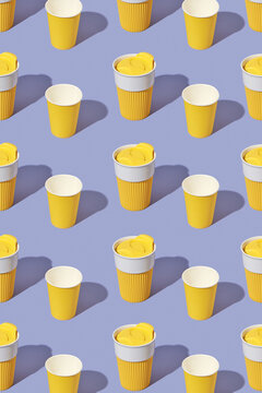Pattern with paper disposable and ceramic reusable cups.