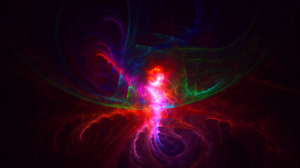 3D rendering abstract multicolor fractal light background