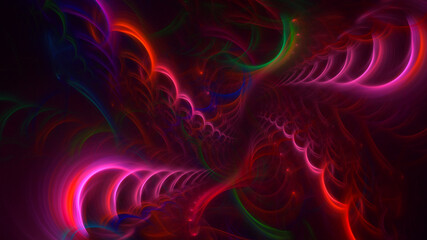 3D rendering abstract multicolor fractal light background