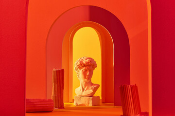 abstract composition of sculpture and primitive objects