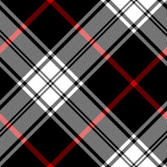Tartan plaid pattern in black, red, white. Seamless herringbone textured classic simple large dark check plaid graphic background for flannel shirt, blanket, scarf, other trendy fashion textile print.