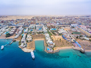 An aerial view on Hurghada town in Egypt