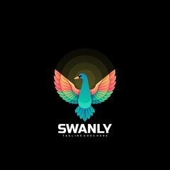 Vector Logo Illustration Swan Gradient Colorful Style.