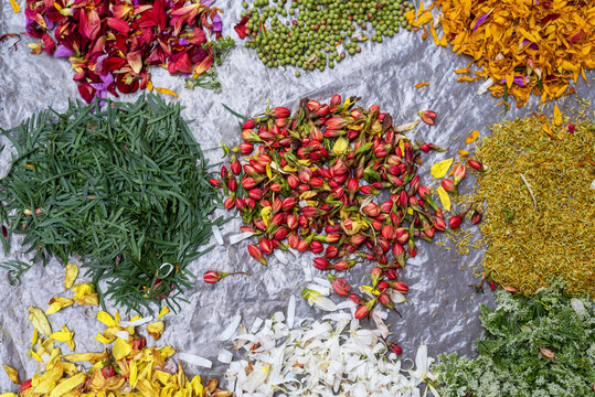 Flower stall on the streets of Potosi in Bolivia