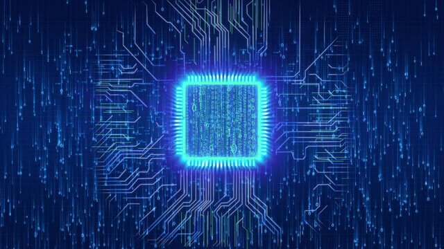 Big data computer digital CPU chip processor technology background.mov
