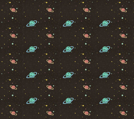 Planet Saturn Pattern Illustration