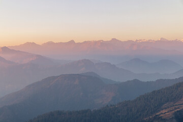 The great Himalayan mountain ranges landscape in dawn
