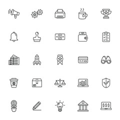 Business and office icons set vector graphic illustration