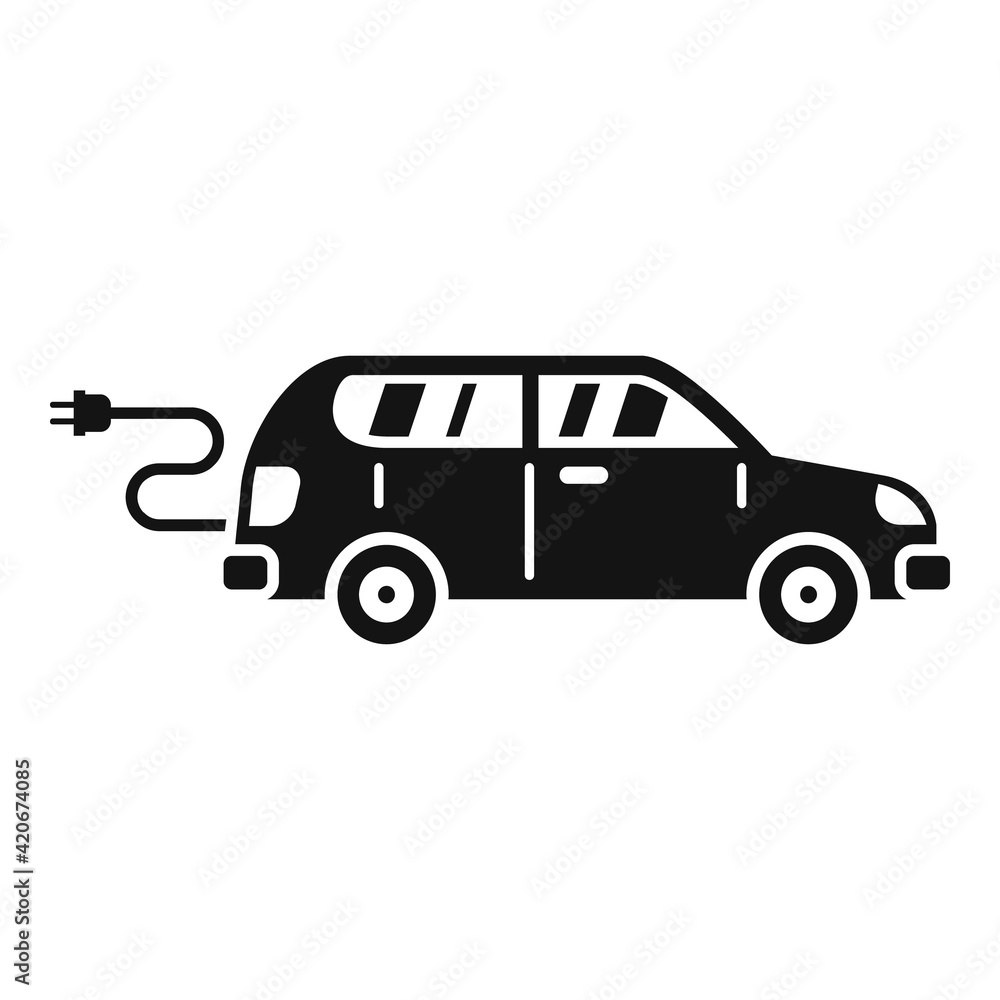 Canvas Prints Plug in hybrid car icon, simple style