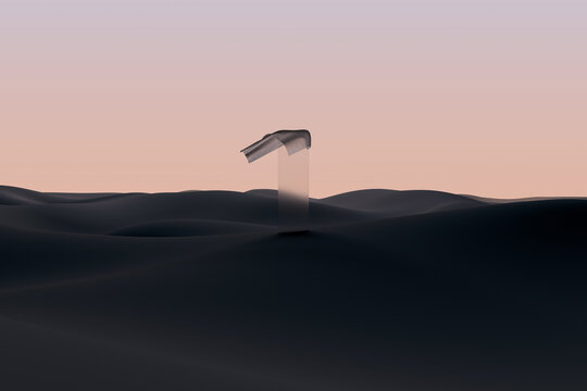 Glass sheet stopping a cloth in the desert