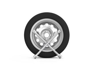 Car wheel and cross wrench