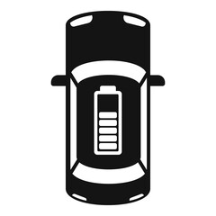 Top view electric car icon, simple style
