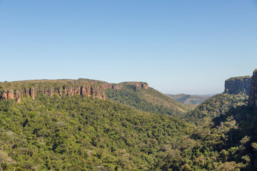 Fototapeta na wymiar Look over the plateau of the Chapada dos Guimarares Nationalpark in Mato Grosso, Brazil