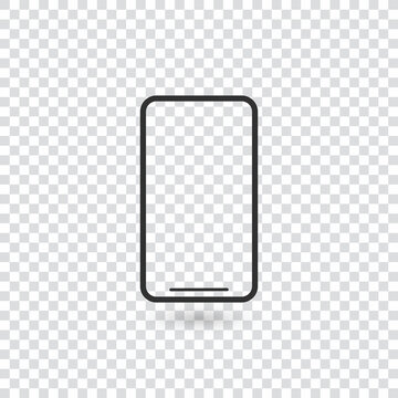 Smartphone line outline style vector illustration, simple mobile phone sketch line art icon isolated on transparent background
