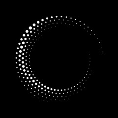 Modern abstract background. Halftone dots in circle form. Round logo. Vector dotted frame. Design element or icon.
