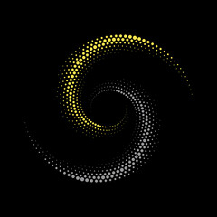 Abstract dotted vector background. Halftone effect with trend colors. Spiral dotted background or icon in yin and yang style.