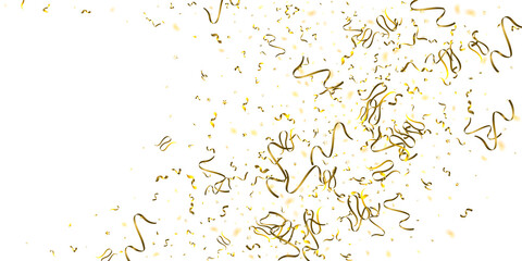 Holiday Serpentine. Gold Foil Streamers Ribbons.