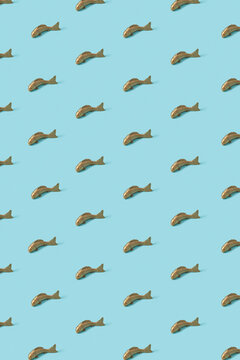 Marine pattern from metal figures of goldfish.