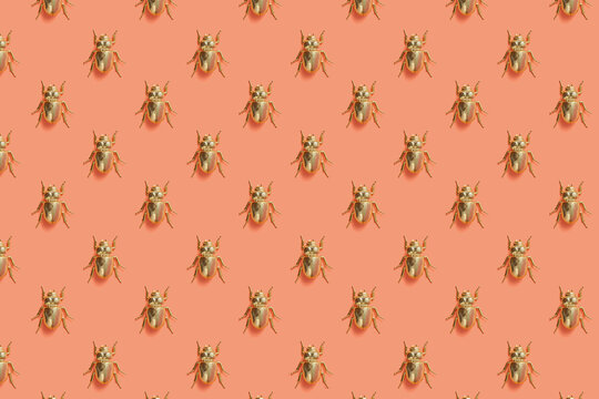 Pattern from metal golden scarab beetles.