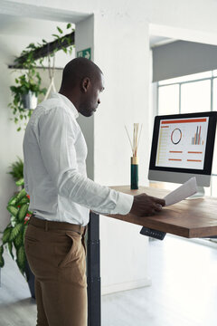 Man checking infographics.