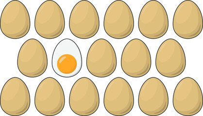 Chicken eggs. Hard boiled egg.