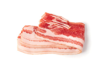 Raw Smoked Bacon Isolated, Streaky Brisket Slices