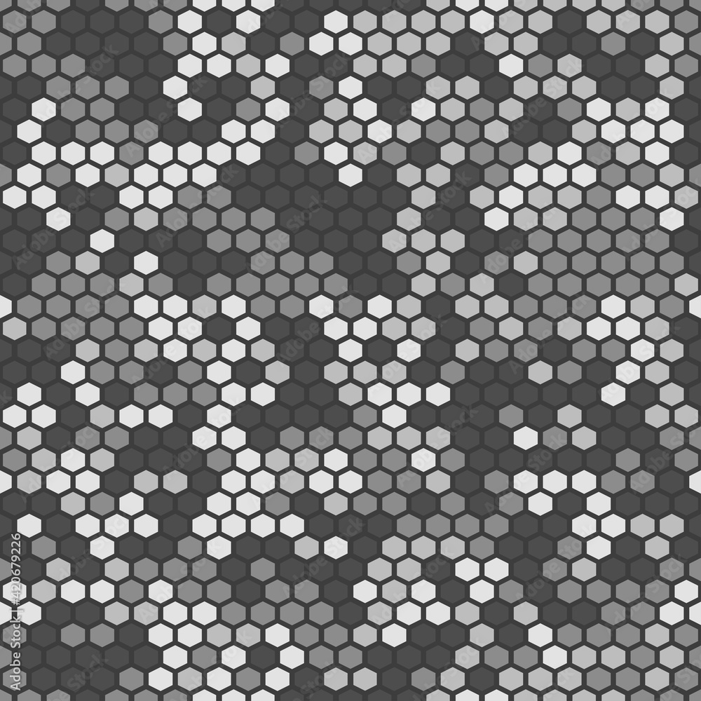 Poster camouflage seamless pattern. pixel camo made of hexagonal elements. military texture. print on fabri