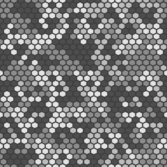 Camouflage seamless pattern. Pixel camo made of hexagonal elements. Military texture. Print on fabric on textiles. Vector illustration