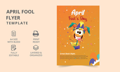 April Fools Day Flyer And Funny Glasses. April fools day party. April fools day. greeting card, banner, promotion, poster, flyer.