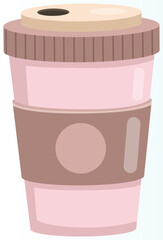 Reusable cup, tumbler or mug with cover isolated on white background. Thermos for take away drinks