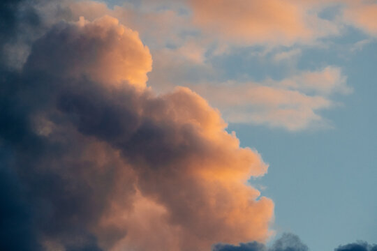 Pink orange clouds and sky during sunset