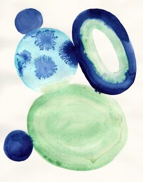 Abstract watercolor ovals composition