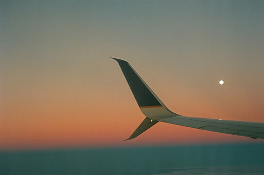 Airplane Wing at Sunset
