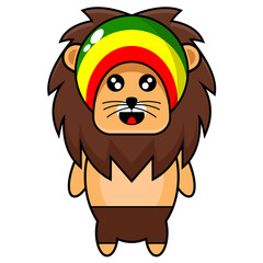 cartoon illustration of a rasta lion mascot character