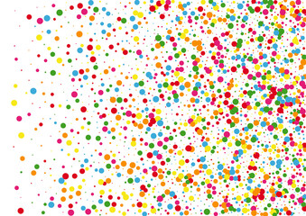 Yellow Dot Splash Texture. Round Frame Background. Red Paper Circle. Multicolored Design Confetti Illustration.