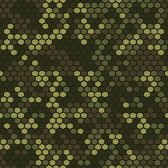 Camouflage seamless pattern from hexagonal elements. Abstract camo. Military texture. Print on fabric on clothes. Vector