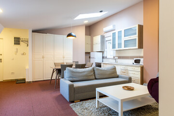 Naklejka na ściany i meble Kitchen and living room, apartment interior