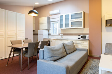 Kitchen and living room,  apartment interior