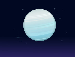 Solar system space object planet Uranus vector illustration on deep sky background