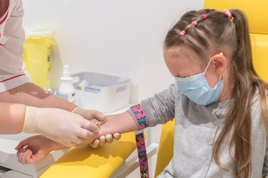 Nurse Doing Blood Test For Scared Girl