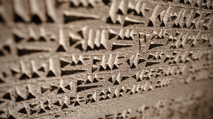Van, Turkey Ancient Urartu cuneiform from Van fortress. IX-VI century BC e. - obrazy, fototapety, plakaty